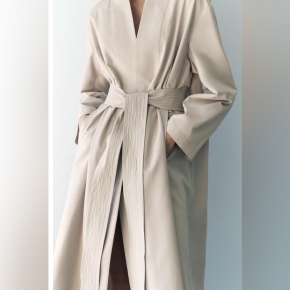NWT ZARA ZW COLLECTION Kimono belted trench coat - Picture 1 of 10